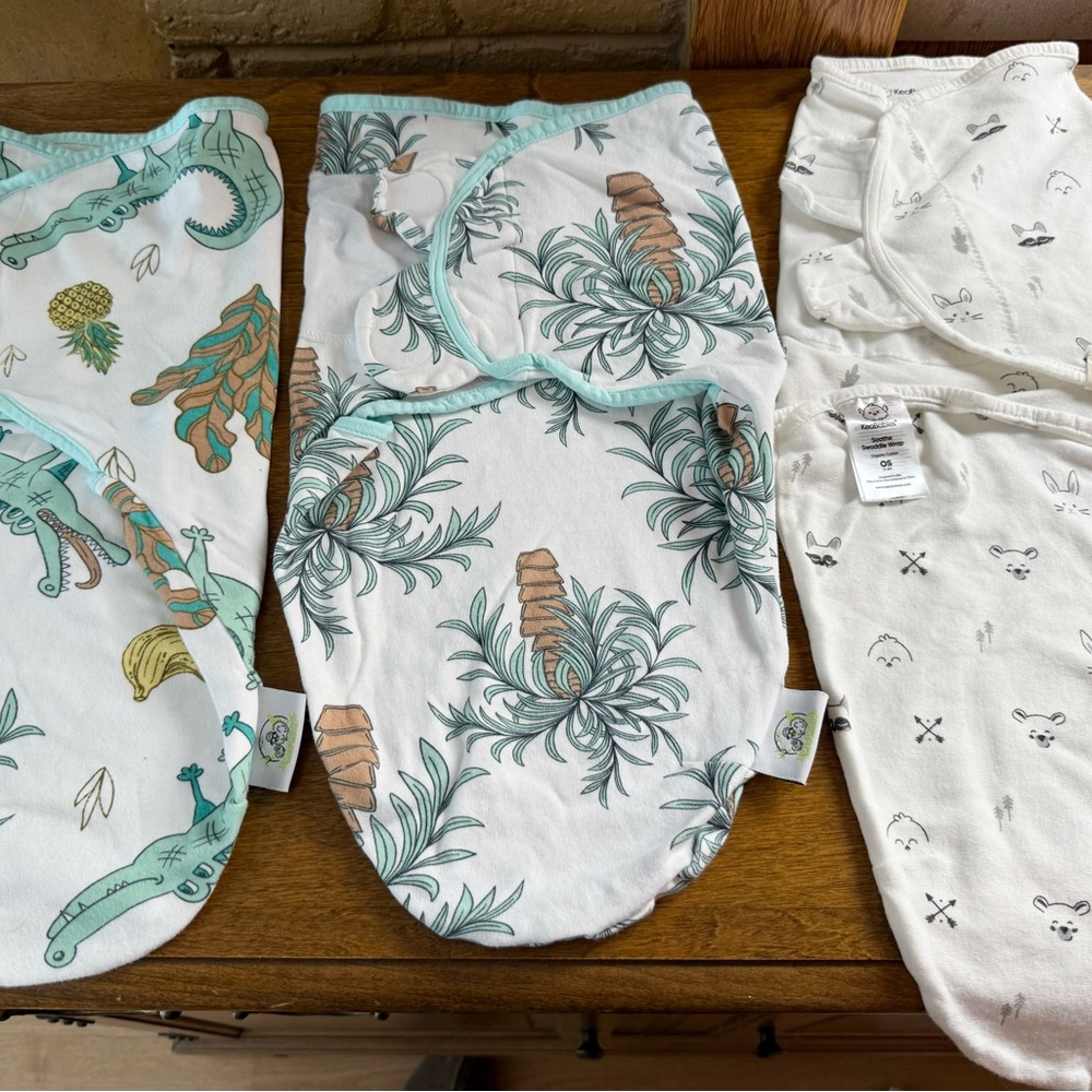 Baby Swaddles. Bundle of 3 Sleep Sacks. 2 Wooly Heroes, 1 Keababies